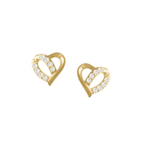 Boucles d oreilles coeur plaqué or et oxyde de zirconium Femme