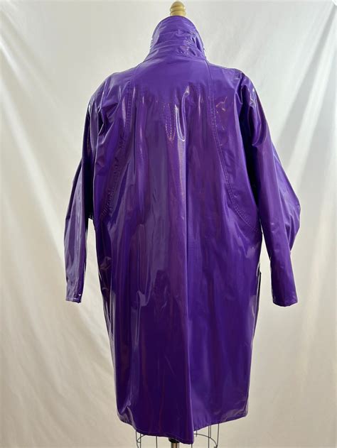 Vintage 80s Wippette Kenn Sporn Medium Purple Croc Embossed Long Trench