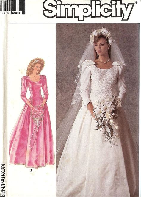 Sewing Pattern Simplicity 7937 Wedding Gown Or Bridesmaid Etsy Canada Wedding Dress Patterns