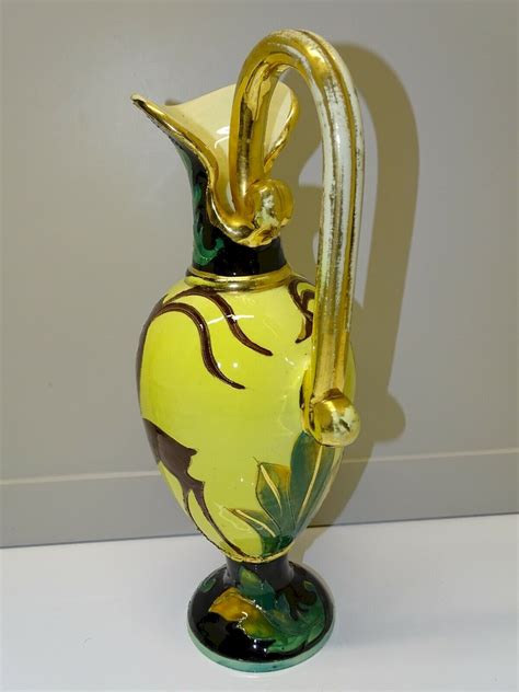 GRAND VASE AIGUIERE VALLAURIS VINTAGE BELLES COULEURS VIVES USURE