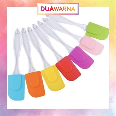 Jual Duawarna Spatula Silikon Pengaduk Kue Adonan Anti Lengket Sutil