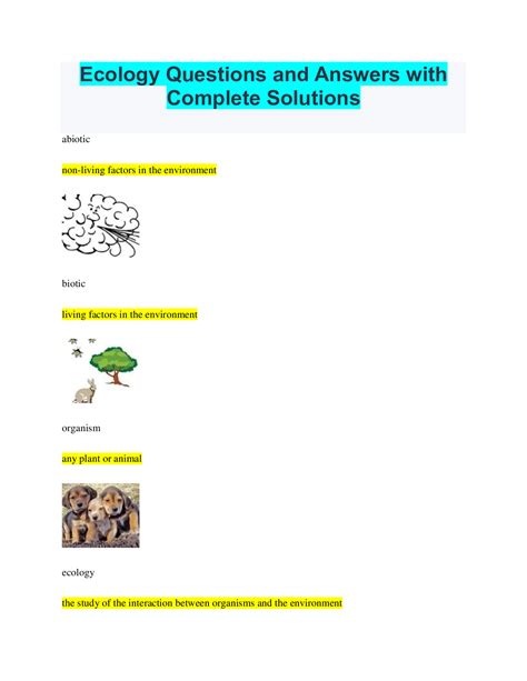 Ecology Questions And Answers With Complete Solutions Browsegrades