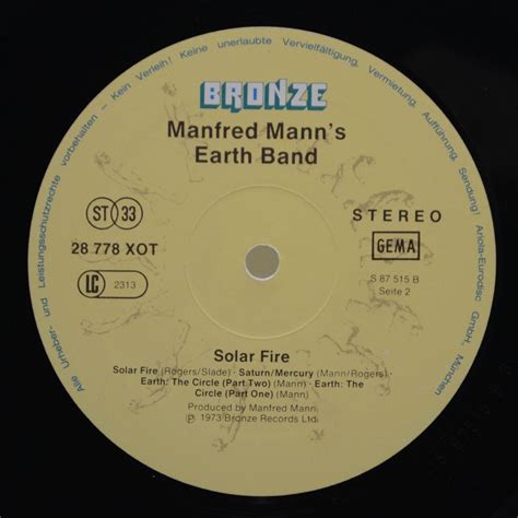 Manfred Mann s Earth Band Solar Fire 2580 купить виниловую