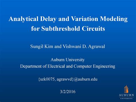 Analytical Delay And Variation Modeling For Subthreshold Circuits Ppt