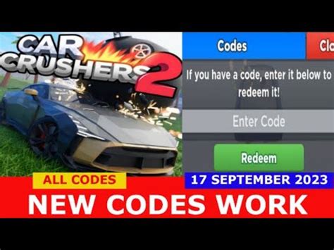 New Update Codes New Physics Car Crushers Roblox All Codes