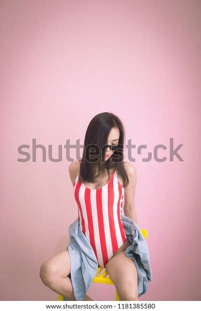 Sexy Asian Woman Red Bikini One Stock Photo 1181385580 Shutterstock