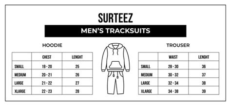 Men's Tracksuits - Size Chart – Surteez