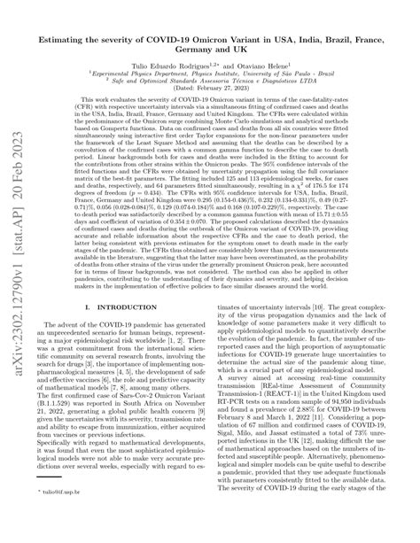 Pdf Estimating The Severity Of Covid 19 Omicron Variant In Usa India