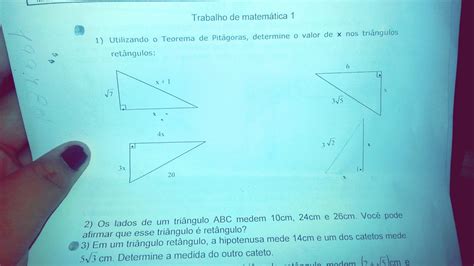 Utilizando o Teorema de Pitágoras determine o valor de X nos