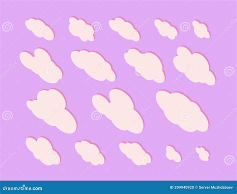 Set Of Clouds In Isometric View Vector Illustration Stock Vector