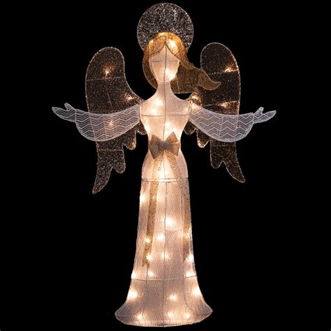 49.25" LED Lighted White & Gold Angel Christmas Decoration | Christmas Central