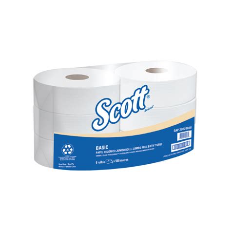 Papel Higiénico Scott Basic Blanco Hoja Sencilla 500 Mts X 6 Rollos