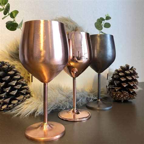 Personalization Copper Wine Glasses Set Copper Anniversary Etsy