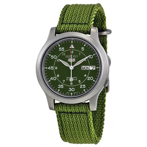 Seiko 5 Green Dial Green Canvas Mens Watch Snk805 Watches For Men