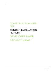 Template Tender Evaluation Report V Docx Template Tender