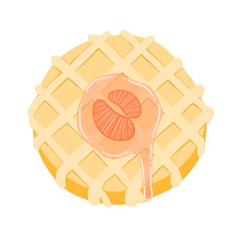 Waffle With Topping Orange Fruit And Jam Cartoon Illustration 35049072 Png