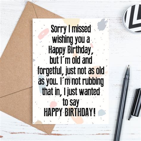 Printable Belated Birthday Card Downloadable Happy Belated Birthday Card Funny Card Belated