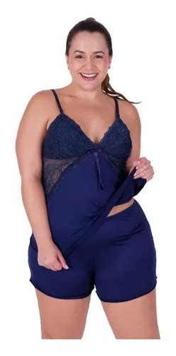 Short Doll Plus Size Renda S Bojo Conforto Noite Sexy Kit 3 Escorrega