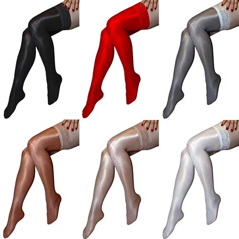 70d Womens Shiny High Glossy Hosiery Nylon Hold Up Tights Thigh High