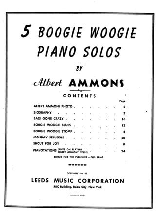 Albert Ammons Boogie Woogie Piano Solos Pdf