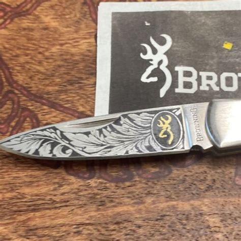 Rarediscontinued Browning Japan Model 301 Etched Blade Folding Knife