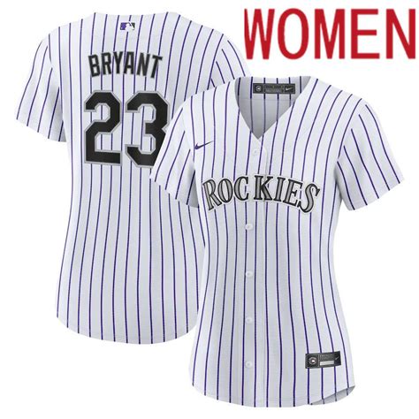 Women Colorado Rockies 23 Kris Bryant Nike White Purple Replica Player