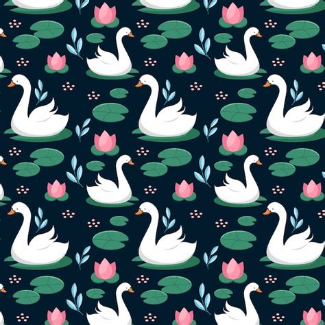 Free Vector Elegant Swan Pattern