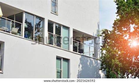 Modern White Facade Residential Building Large Stock Photo 2021626592 ...