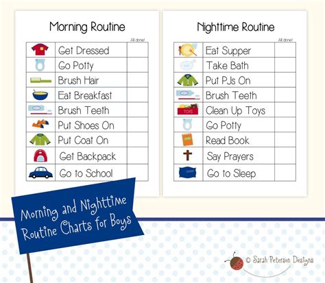 Instant Download Printable Morning and Nighttime Routine TO DO / CHORE ...