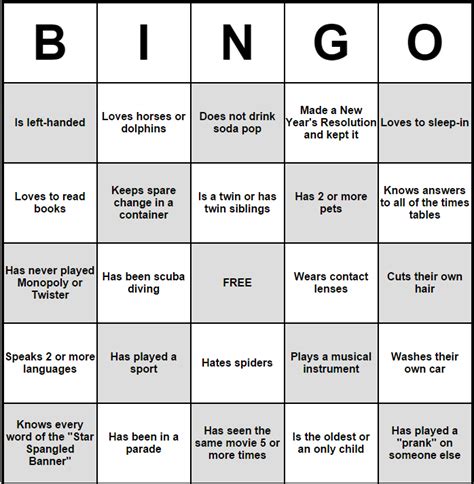 Bingo Card Game Ideas