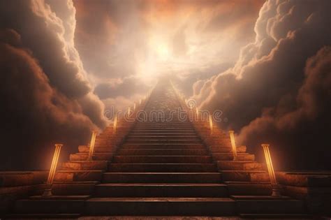 Stairway To Heaven Last Journey To Afterlife Religious Concept Bible Angels Death Stock