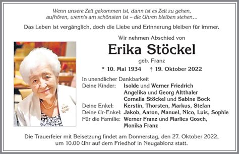 Traueranzeigen von Erika Stöckel Allgäuer Zeitung