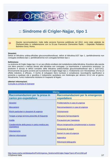 PDF Sindrome Di Crigler Najjar Tipo 1 Orpha Net PDF