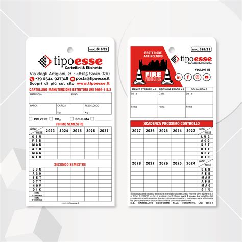 Cartellino In Plastica Per Estintore Tipoesse