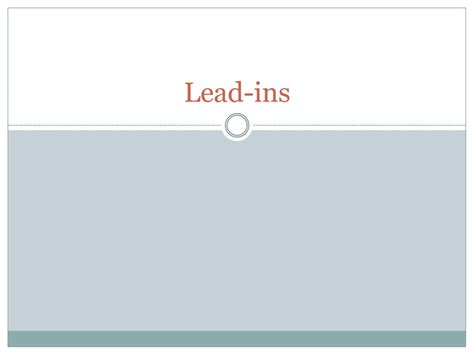 Lead Ins Ppt Download