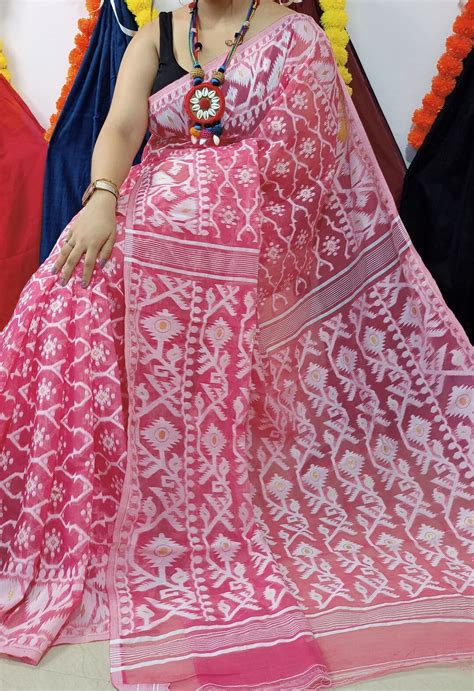 Soft Dhakai Jamdani Saree Comes With Rich Texture And Work All Over The