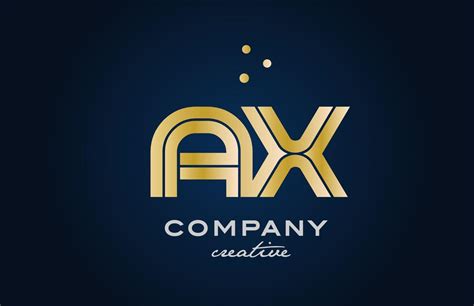 Gold Golden AX Combination Alphabet Bold Letter Logo With Dots Joined