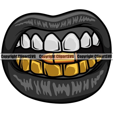 Gold Teeth Grill Grillz Lips Mouth Bite Bullet Thug Gangster Etsy