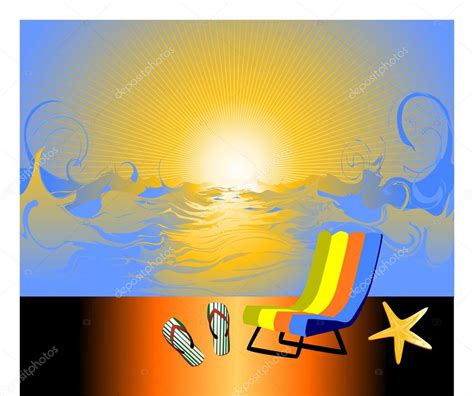 Ilustra O Em Vetor Do Nascer Do Sol Sobre O Mar Vetor De Stock