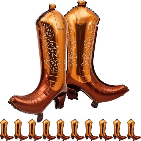 Wettarn 12 Pcs Western Cow Boot Balloons 30 Inch Cowgirl Cowboy