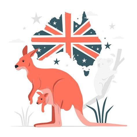 Australia Day Concept Illustration With Kangaroos And Flag