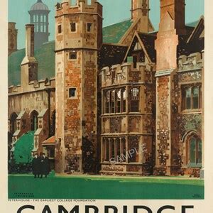 Vintage Poster Cambridge University Peterhouse College Lner - Etsy