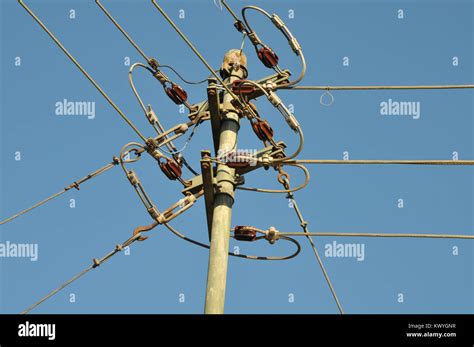 distribution pole  electric cables stock photo alamy