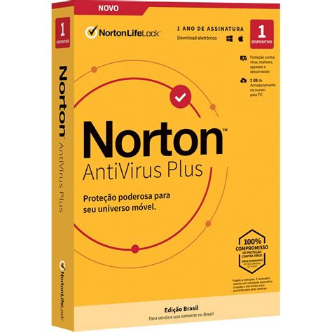 Norton Antivírus Plus 1 Dispositivo Licença 12 Meses Nortonlifelock