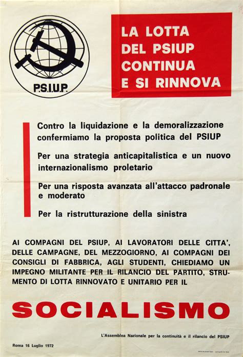 Manifesti Del Partito Socialista Italiano Di Unit Proletaria