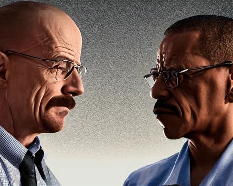 Walter White Gustavo Fring Facing Each Other In A Stable Diffusion