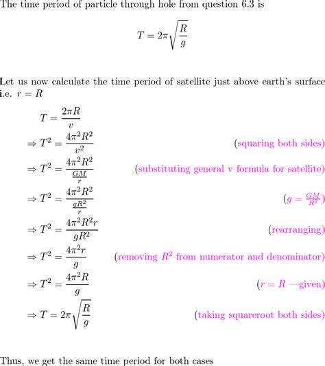 Show that the orbital period for an Earth satellite in a cir | Quizlet