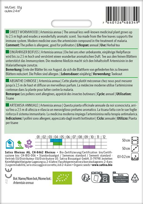 Bio Saatgut Artemisia Annua Einj Hriger Beifu Biogartenladen