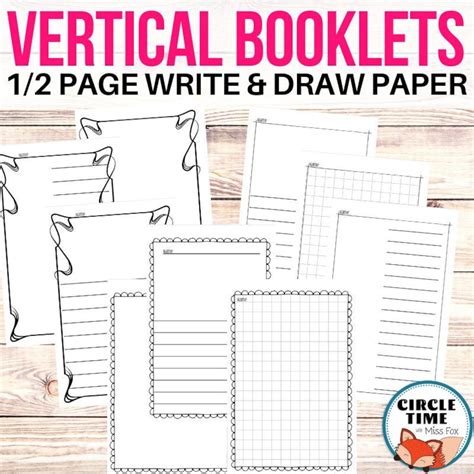 Printable Booklet Templates, Vertical Half Sheet Writing Paper Blank ...