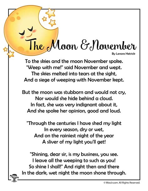 The Moon & November Poem | Woo! Jr. Kids Activities : Children's Publishing